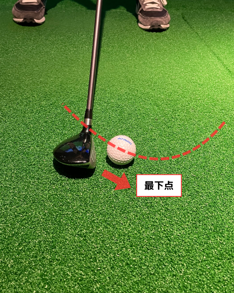 ゴルフでダウンブローのスイングの時のインパクトイメージ