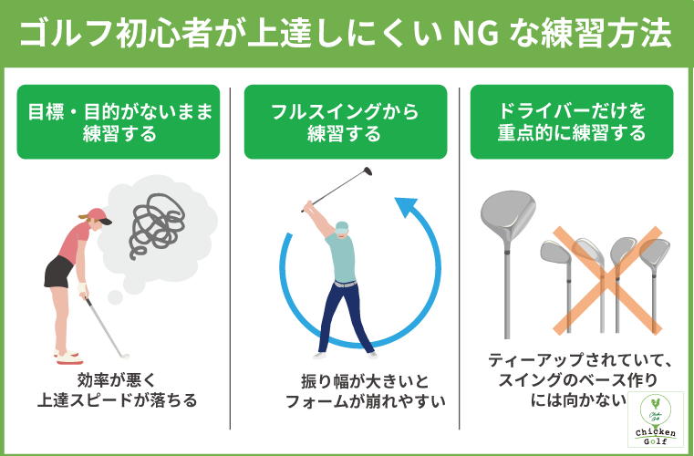 ゴルフ初心者が上達しにくいNGな練習方法