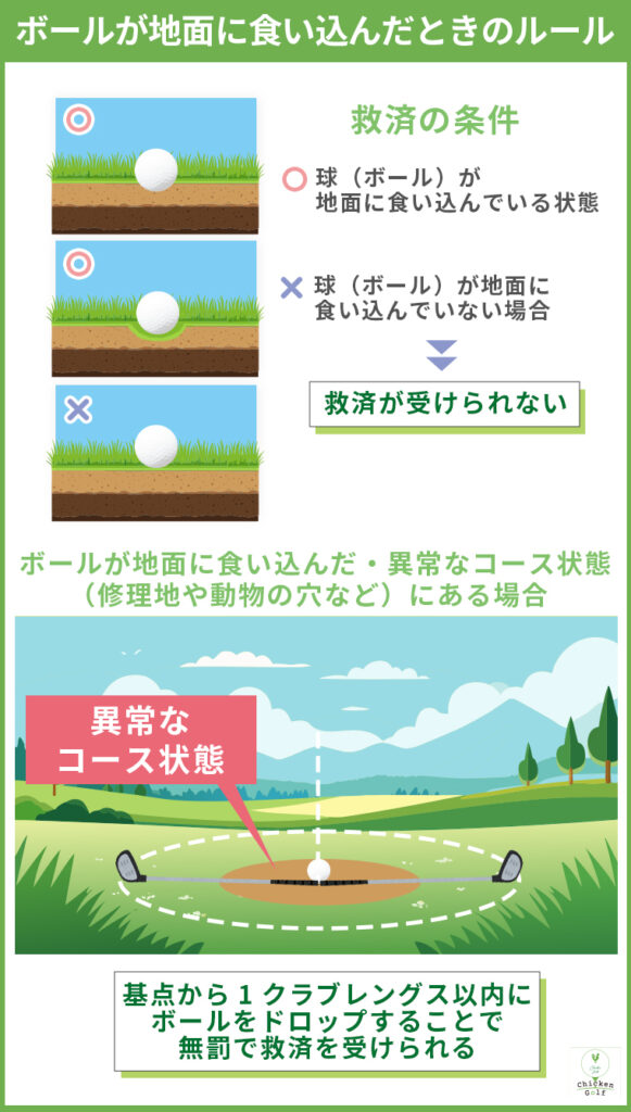 ボールが地面に食い込んだ時のルール