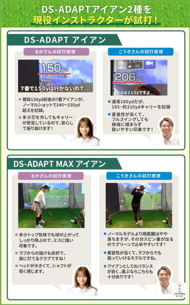 DS-ADAPTアイアン2種を現役インストラクターが試打！