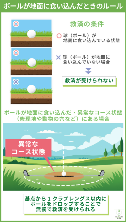 ボールが地面に食い込んだ時のルール