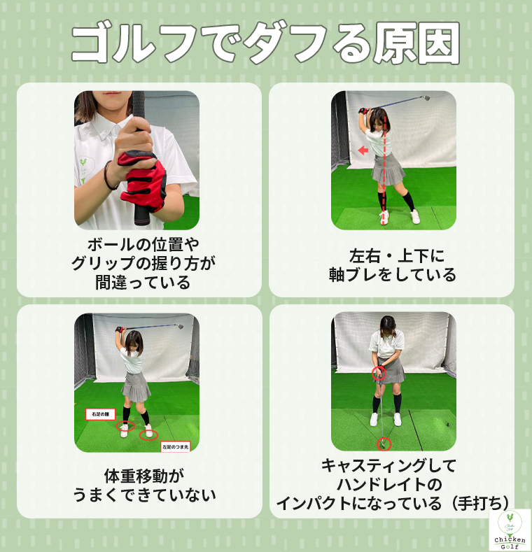 ゴルフでダフる原因