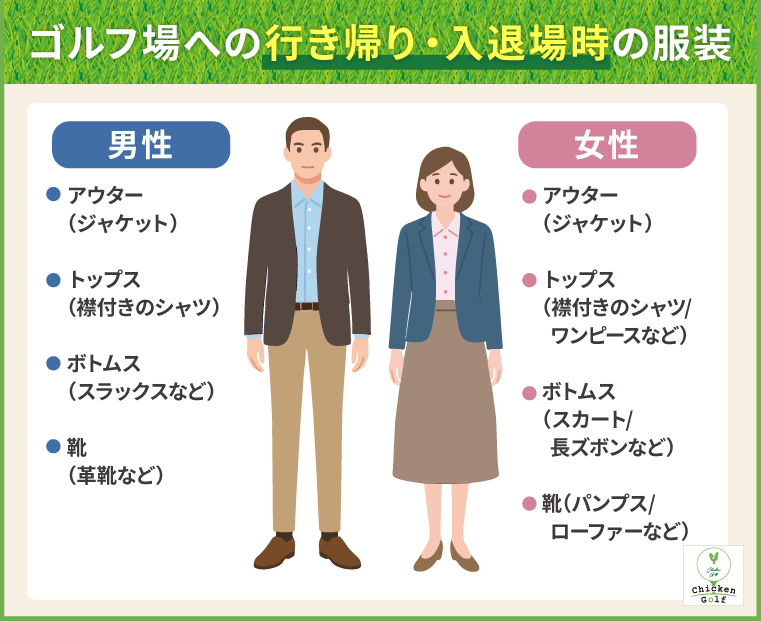 ゴルフ場への行き帰り・入退場時の服装