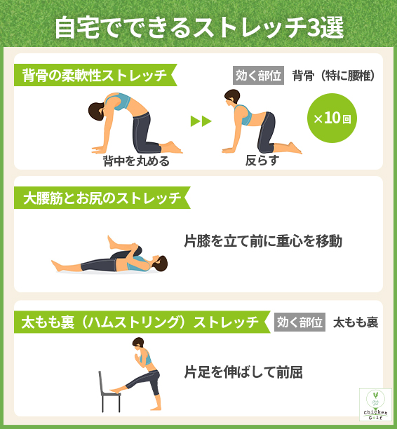 ゴルフ腰痛に聞く自宅でできるストレッチ