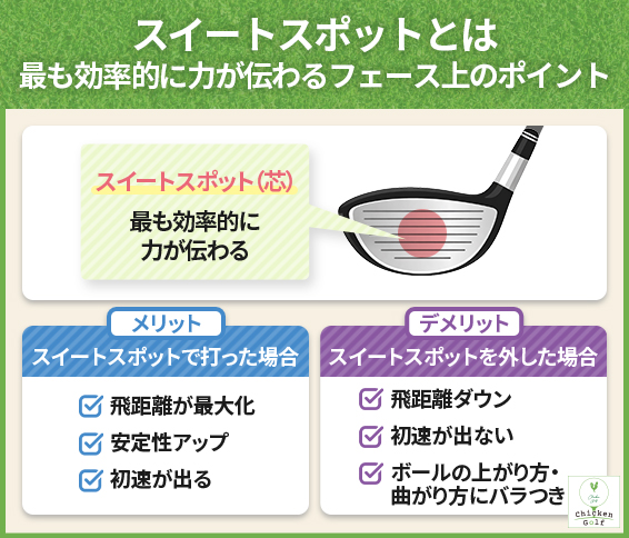 スイートスポットとは│最も効率的に力が伝わるフェース上のポイント